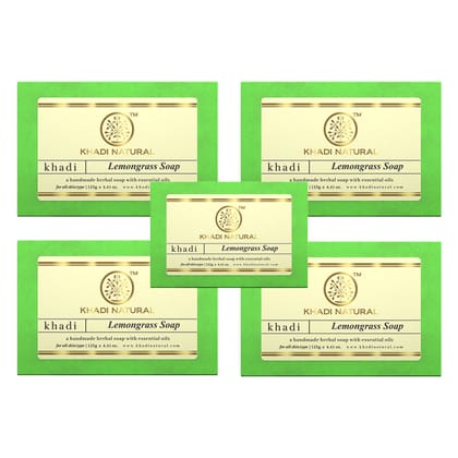 Khadi Natural Herbal Lemongrass Soap Combo Pack Of 5 – 125gm Each Khadi Natural Herbal Lemongrass Soap Combo Pack Of 5 – 125gm Each