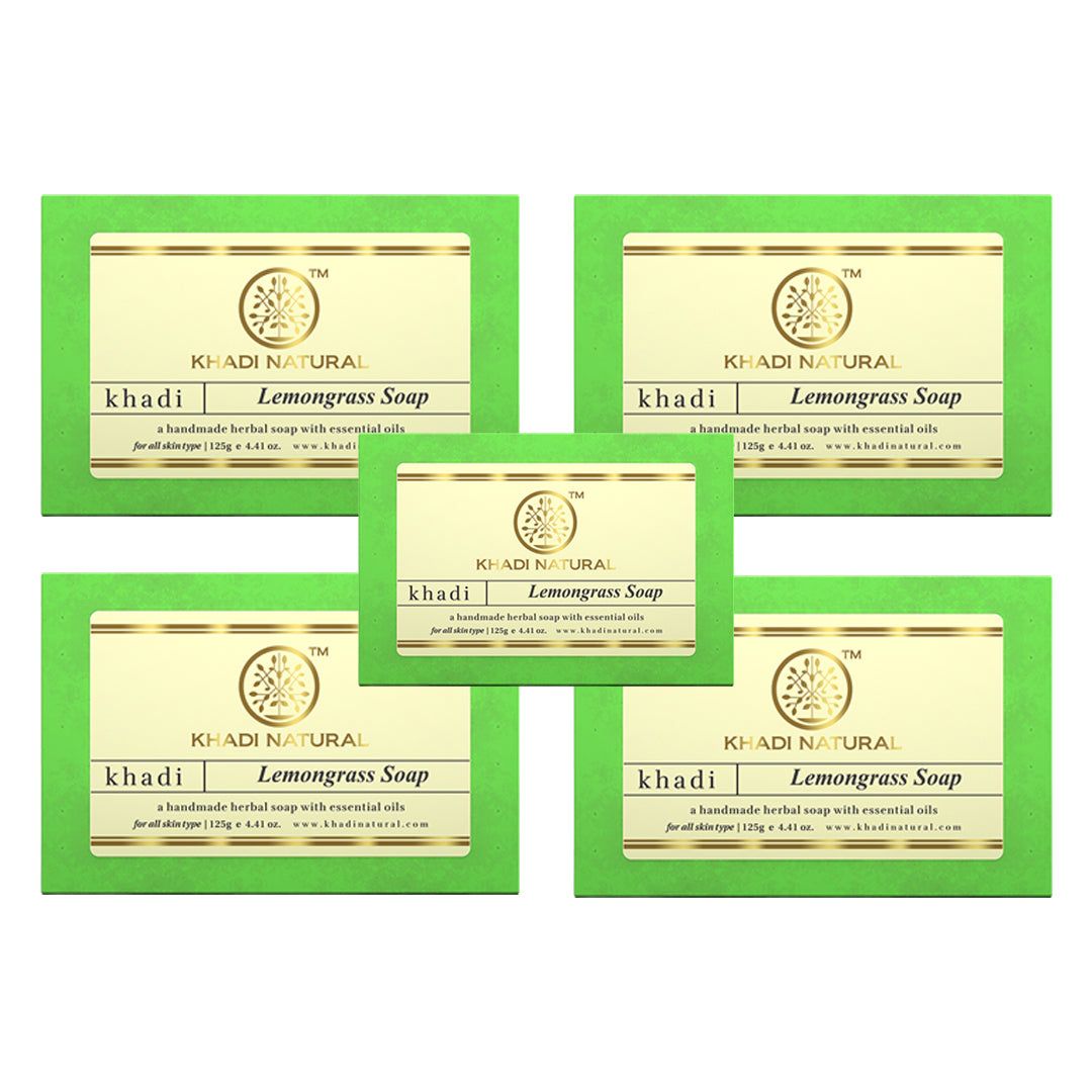 Khadi Natural Herbal Lemongrass Soap Combo Pack Of 5 – 125gm Each