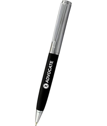UJJi Advocate Logo Engraved Matte Black with Chrome Clip (Blue Ink) Ball Pen