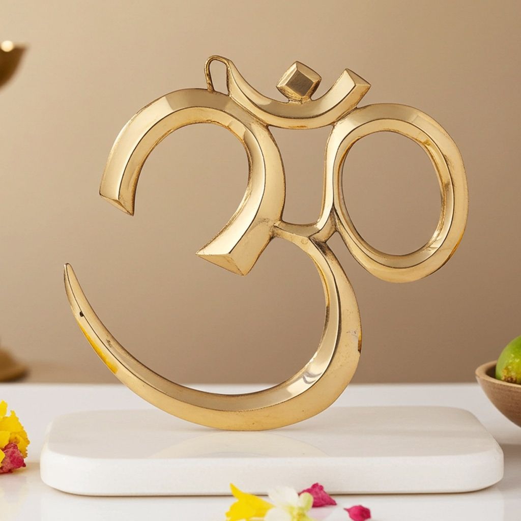 Brass Showpiece Wall Hanging Om, Height : 12.5 Inch (FMAS657 F)