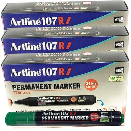 Artline 107RI Permanent Marker Pack of 30 (Green Colour) | For Artists, Professionals, & Students Artline 107RI Permanent Marker Pack of 30 (Green Colour) | For Artists, Professionals, & Students