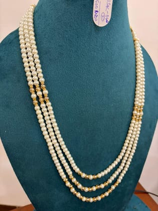 gold and white pearl necklace for groom and party wear