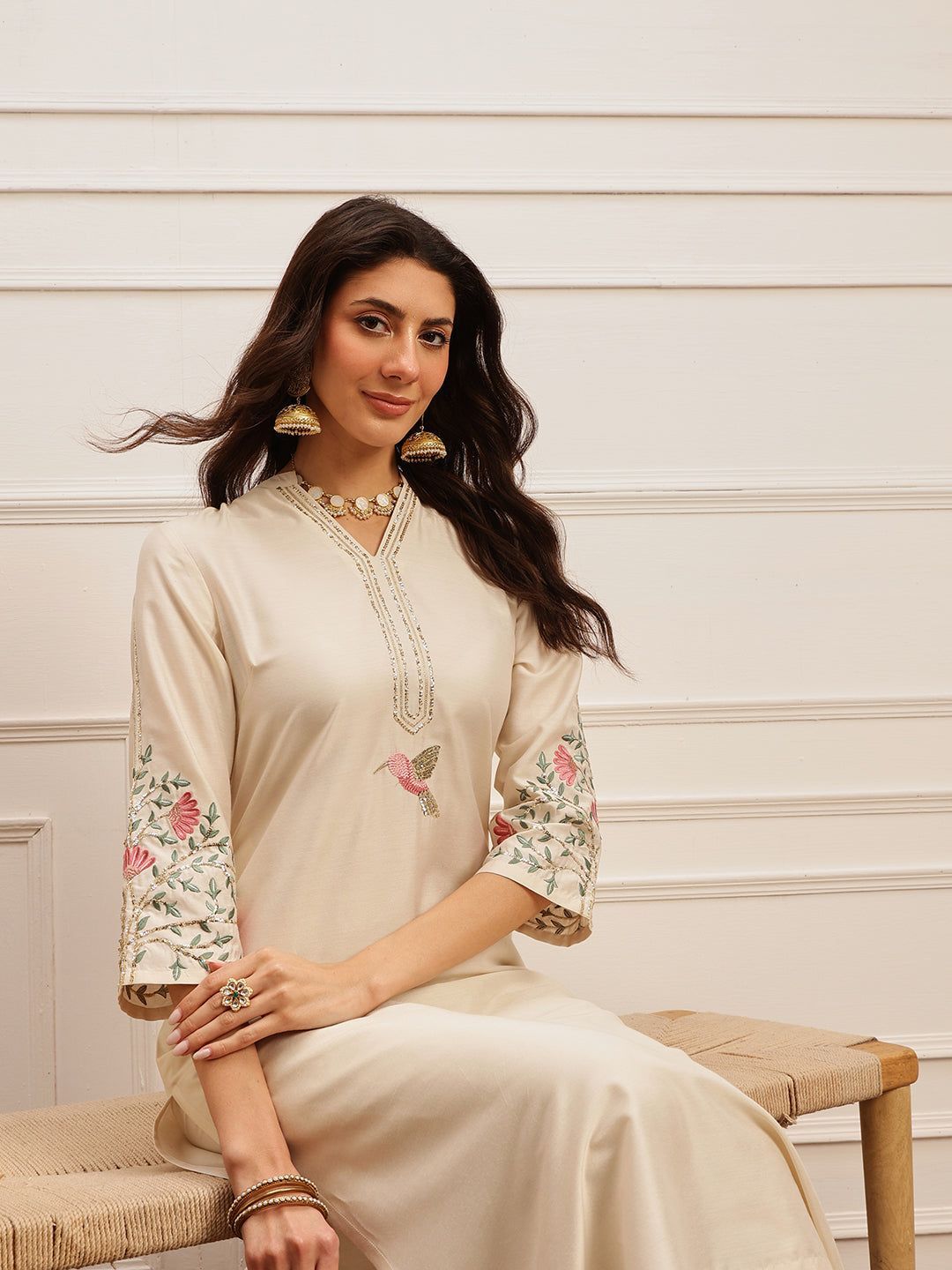 Ivory Embroidered Kurta Set