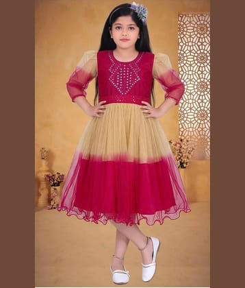 SM glob Net Frock For Girls ( Pack of 1 , Pink )