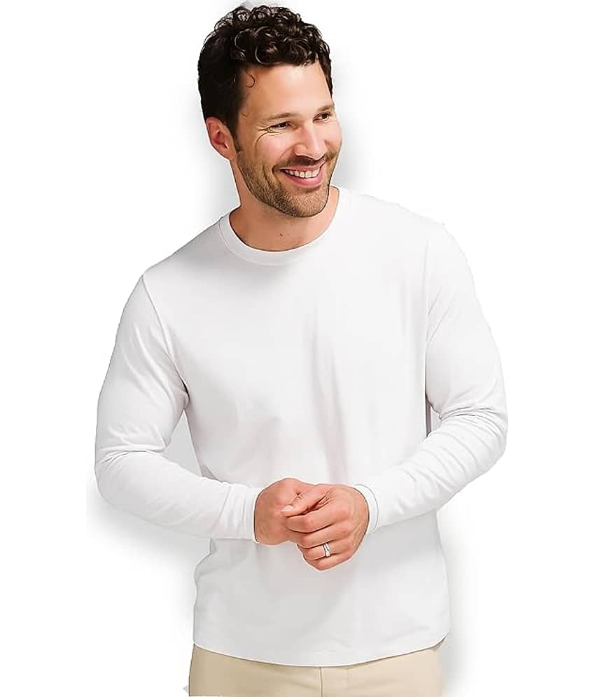 Inner Element Men 100% Cotton Regular Fit Solid T-Shirt ( White )