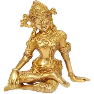 Sambhaav Small Adorable Golden Inder Dev Statue For Home Decoration