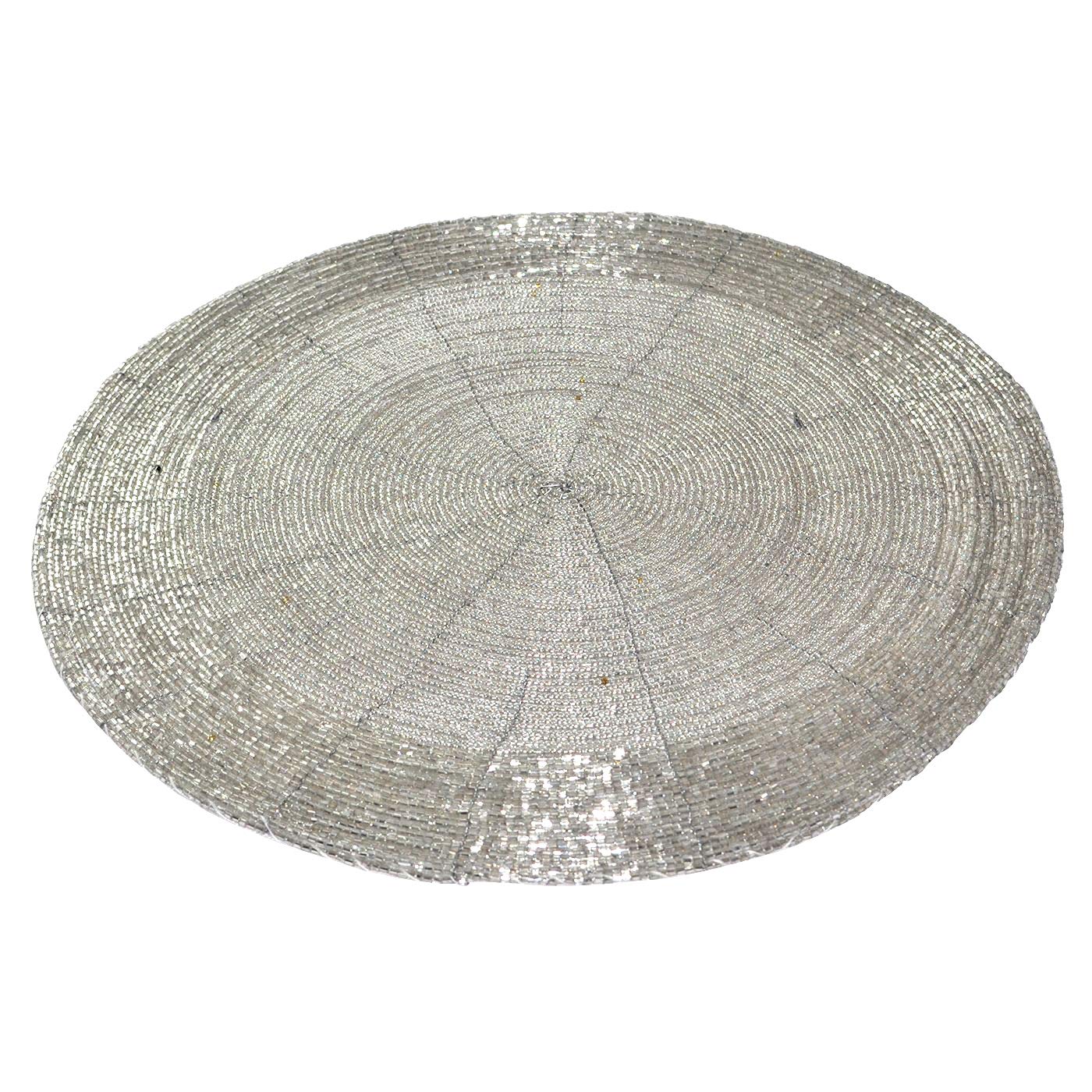 Beaded Dining Table Tablemat | Set of 2 | Silver