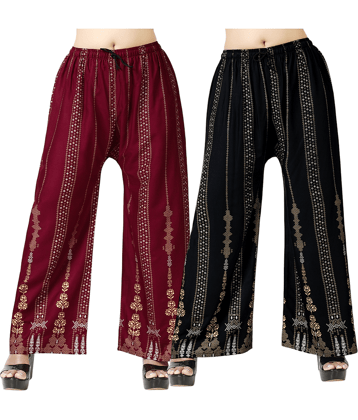 lasafiya Pack of 2 Rayon Straight Women's Palazzos ( Maroon )