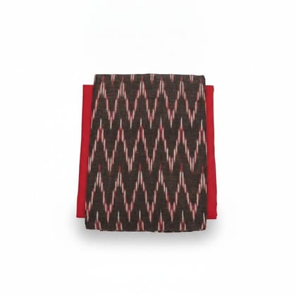 Traditional Ikat Patterned Saree with Red Border