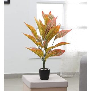 De Gardenia Artificial Plant Leaves Tropical Monstera Large Artificial Plants Fake Zebra Leaf Plastic Palm Tree Branch for Home Garden Decor  26 Leaves (Height  76CM, Green-C) Pot Not Included