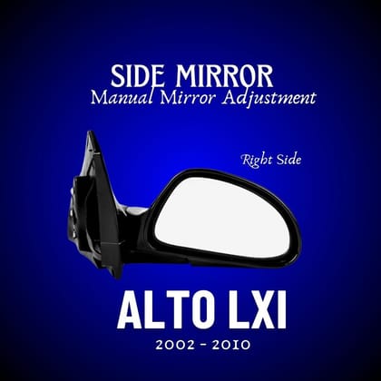 RMC Car Side Mirror Suitable For Maruti Suzuki Alto LXI (2000-2012) Without Lever | Manual | (Black) RIGHT SIDE (DRIVER SIDE)