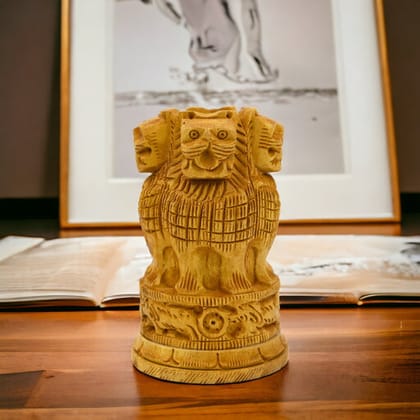Wooden Ashoka Pillar Pen Stand Wooden Ashoka Pillar Pen Stand