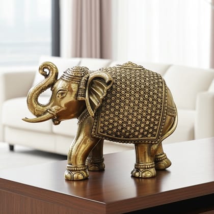 Brass Elephant God Idol Statue | Vastu Auspicious Showpiece, Height : 2 Inch (BSMAS1707 B)