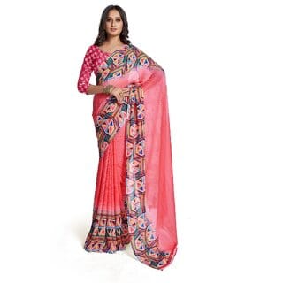 SVB Sarees Womens Pink Colour Animal Printed Georgette Saree With Blouse Piece