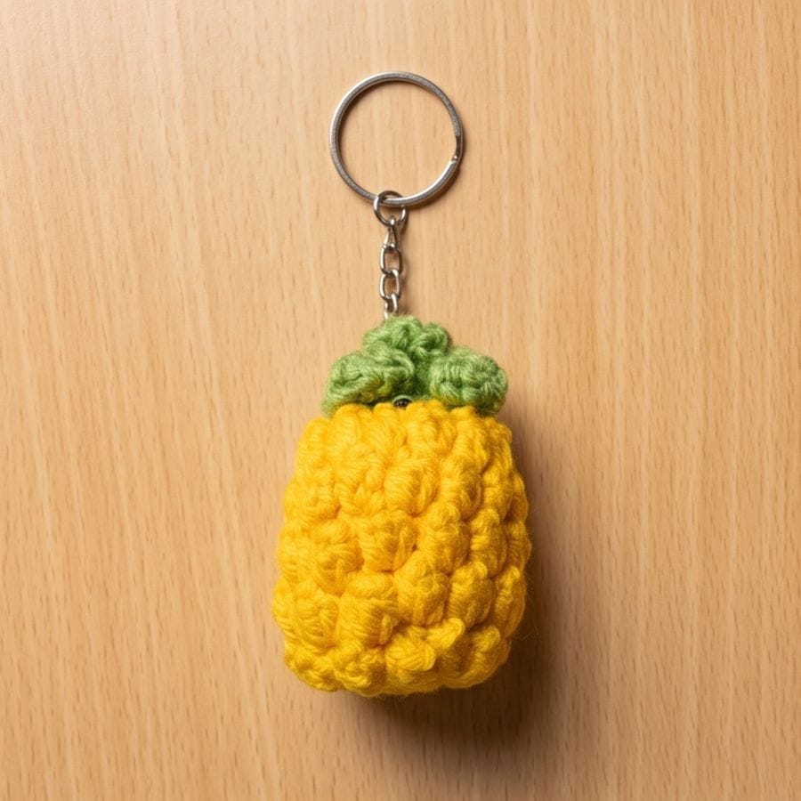 Handcrafted Pineapple Crochet Keychain