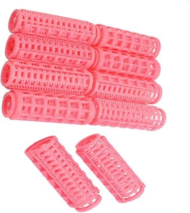 Elecsera Hair Stylish Curler Roller Plastic Roller Rurler [Pack of 10pcs] Hair Curler (light pink)