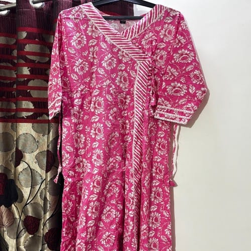 Pink Flared Kurta Set