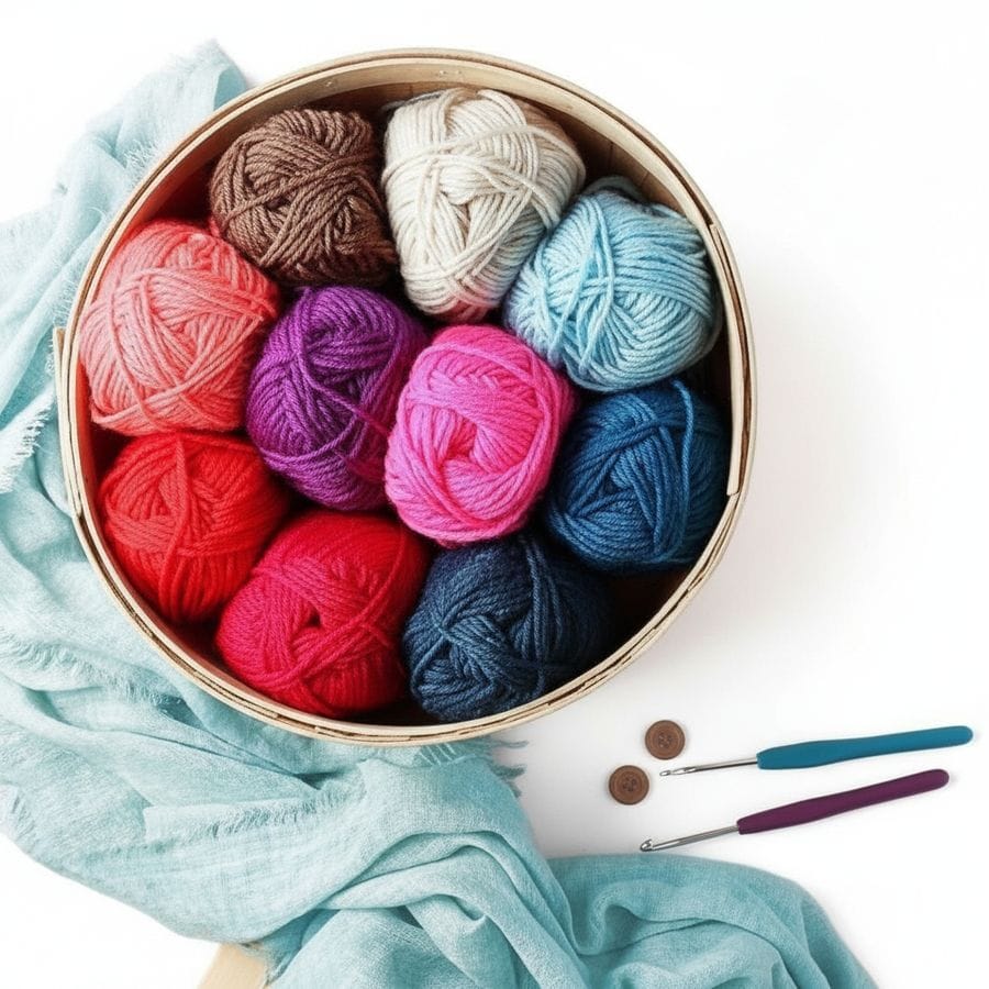 Multi-Color Premium Craft Yarn & Crochet Tool Set