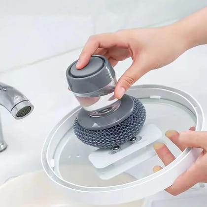 DHRUVINSRI Soap Dispensing Dish Brush (1 Pc): Palm Brush, Kitchen Cleaning