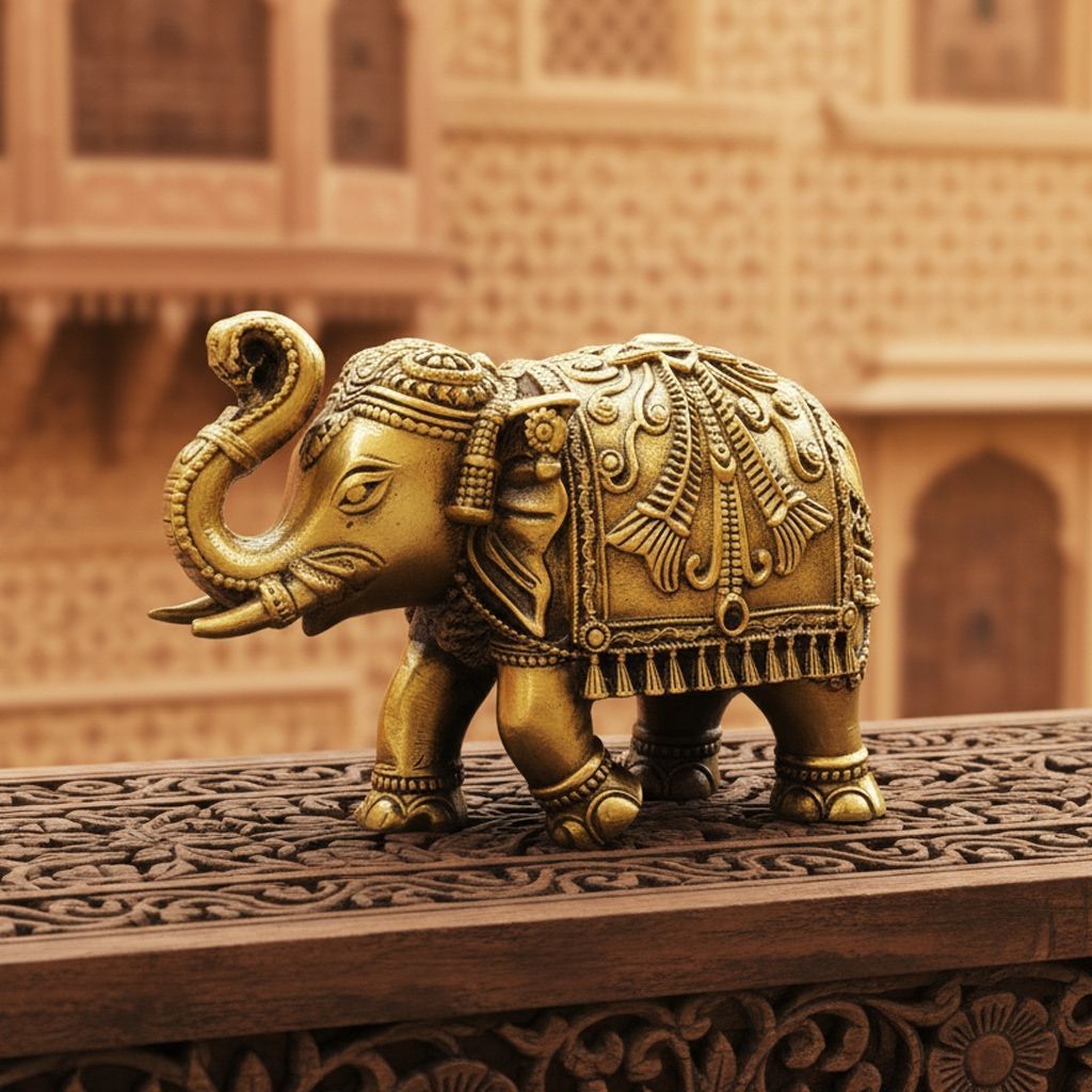 Brass Elephant Showpiece Statue | Symbol of Strength & Prosperity, Height : 2.5 Inch (BSMAS1707 X)