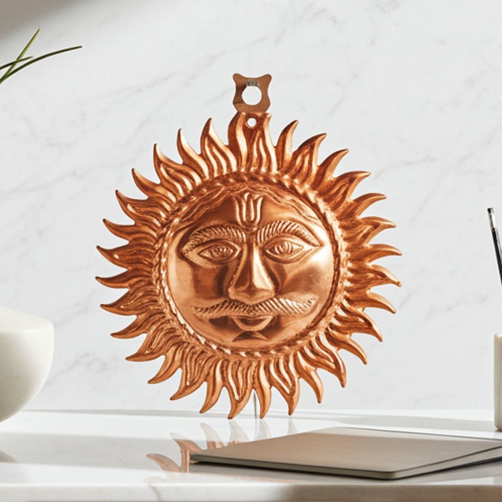 Copper Showpiece Wall Hanging Sun, Height : 7 Inch (ZMAS219 E)