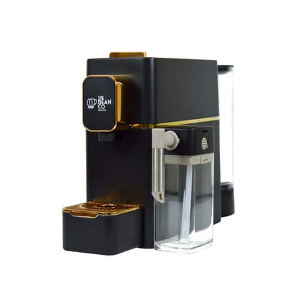 The Bean Co Roasters Coffee Capsule Machine with a milk tank attachment | Espresso Coffee Maker | 19 Bar Pressure | | Compatible with Nespresso Pods (Black)