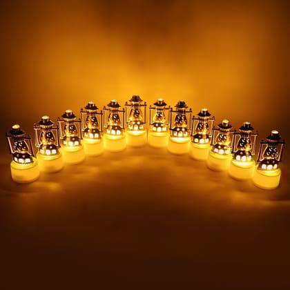 Vintage Lantern Style Decorative Flameless LED Candles (12 Pc)