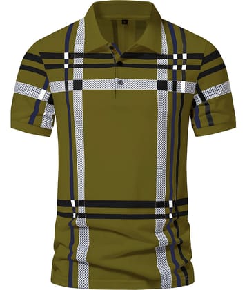 AUSK Men Cotton Blend Regular Fit Printed Polo T Shirt ( Green )
