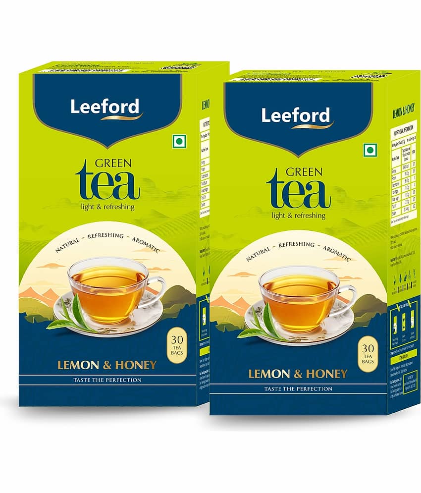 Leeford Green Tea Lemon with Honey - Weight management & Immunity Booster (30 Bags Each, Pack of 2)