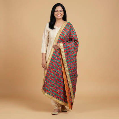 Hand-Embroidered Cotton Dupatta | Multicolour