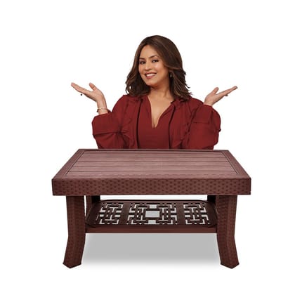 MAHARAJA Plastic Center Trolley Tea or Coffee Table/Tea Table/Anti-Skid Tea POY & Coffee Table for Home, Living Room, Balcony, Outdoor, Home, Office (Brown) MAHARAJA Plastic Center Trolley Tea or Coffee Table/Tea Table/Anti-Skid Tea POY & Coffee Table for Home, Living Room, Balcony, Outdoor, Home, Office (Brown)