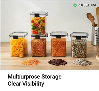 Multicolor Airtight Kitchen Plastic Container Set (1200 ML) (Pack Of 2)