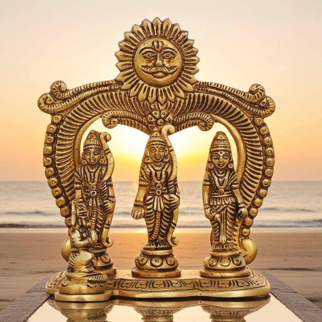 Brass Ram Darbar God Idol | Spiritual Murti for Home Temple, Height : 5.5 Inch (BSMAS1394 F)