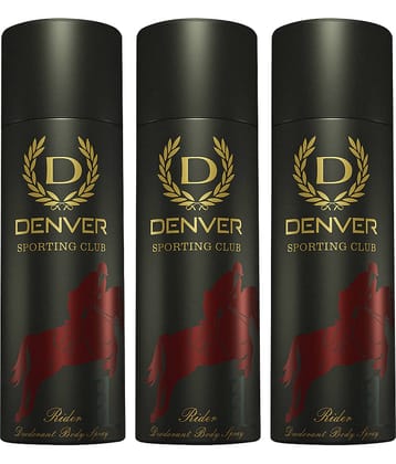 Denver Sporting Club Rider 165 ml Each Deodorant Spray for Men 495 ml ( Pack of 3 )