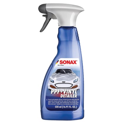 SONAX PPF + Vinyl Detailer 500ml | Ultimate Protection & Maintenance | Paint Protection Films | Decals with Water-Repellent, UV Shield, Smooth Finish | Suit Glossy, Matte Surfaces | Art.No.039824100
