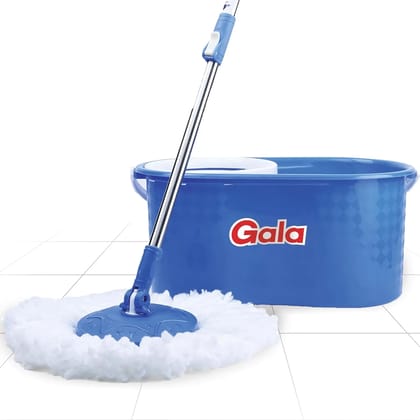 Gala Aqua Spin Mop with 4 Wheels & Big Bucket with 2 Microfiber Refills, Floor Cleaning Mop with Bucket, pocha for Floor Cleaning, Mopping Set (White and Blue) Gala Aqua Spin Mop with 4 Wheels & Big Bucket with 2 Microfiber Refills, Floor Cleaning Mop with Bucket, pocha for Floor Cleaning, Mopping Set (White and Blue)