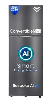 Samsung 419 L, 3 Star, Convertible 5-in-1, Digital Inverter, Frost Free Double Door, Bespoke AI WiFi Refrigerator (RT45HG6A43B1HL, Black DOI, 2026 Model) Samsung 419 L, 3 Star, Convertible 5-in-1, Digital Inverter, Frost Free Double Door, Bespoke AI WiFi