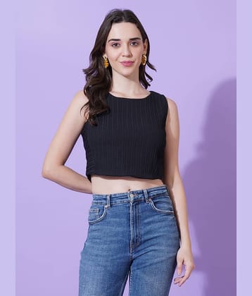 Parona Women's Polyester Crop Top ( Black )