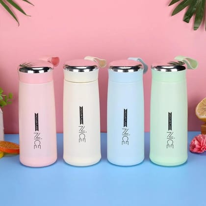 NICE Glass Water Bottle 500ml | Leak-Proof Glass Inner Bottle with Protective Plastic Shell | Reusable Drinking Bottle for School, Gym, Office & Home (Pack of 1) (Random Color)