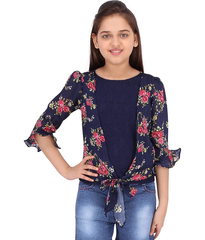 Cutecumber Girls Chiffon Tops ( Navy )