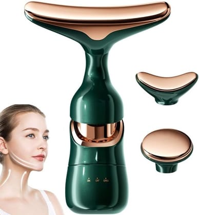 WUGO::3 in 1 Anti Wrinkles Face Neck Eyes and Neck Vibration Facial Massager for Skin Care, Face Slimming, Sculpting, Uplifting, Skin Firming, Tightening, and Smoothing Tool for Glowing Skin (Green)
