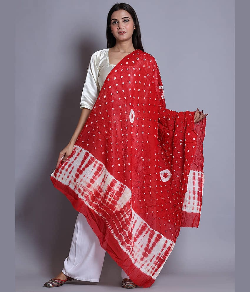 Anjaneya Creations Cotton Women Dupatta ( Red,White , Pack of 1 )