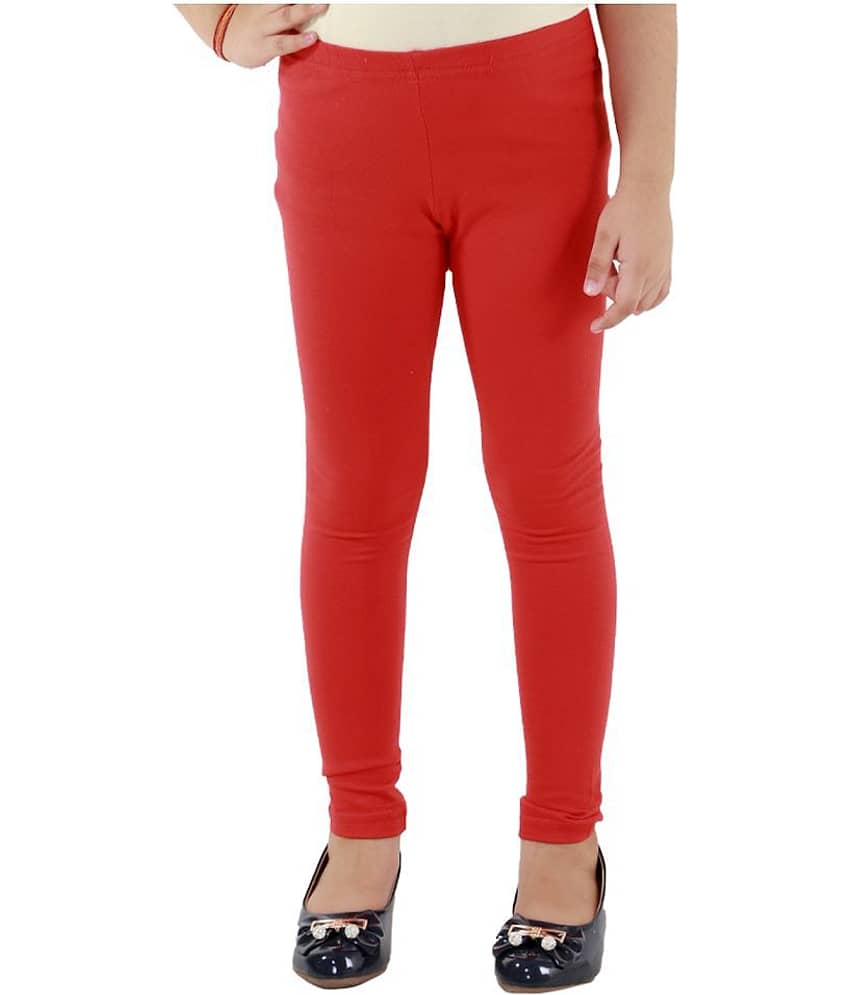 Kids Cave Pack of 1 Girls Cotton Blend Leggings ( Red )