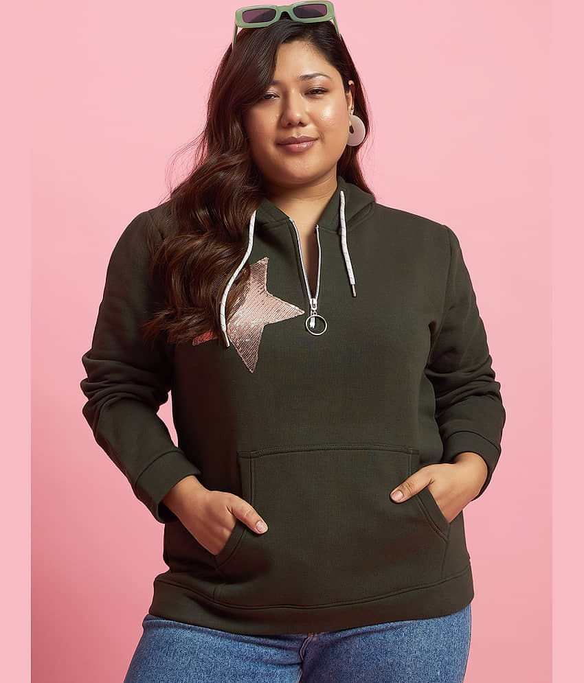 AUSTIVO Women Fleece Sweatshirt For ( Olive )