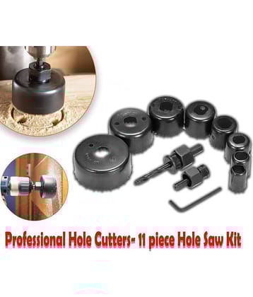 SHB Hole saw 11pcs Metal Alloys Wood Hole Saw Cutting Set, Black, 19-64 mm, Set of 11Pcs