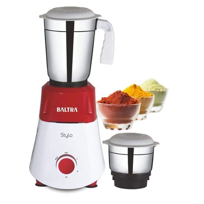 Baltra Stylo Mixer Grinder 550 Watt with 2 Multipurpose Stainless Steel Jars (Wet+Dry Jar) 3 Powerful Speed Control, Overload Protection, Tight Jar Lid, 2 Super Efficient Stainless Blade