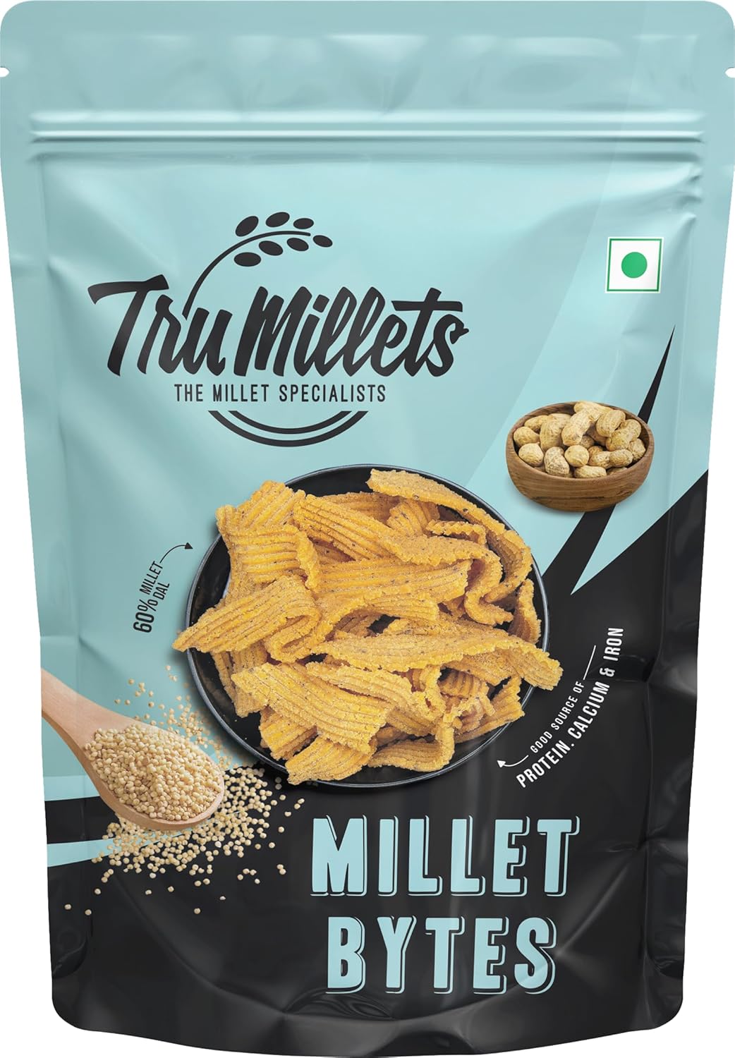 Trumillets Healthy Millet Snack for Kodo Millet Bites | Indian Masala Crispy Namkeen | Healthy and Hygienic Snacks | High Protein & Fiber Snack | No Preservative (Each 125 Gm Pack of 2)