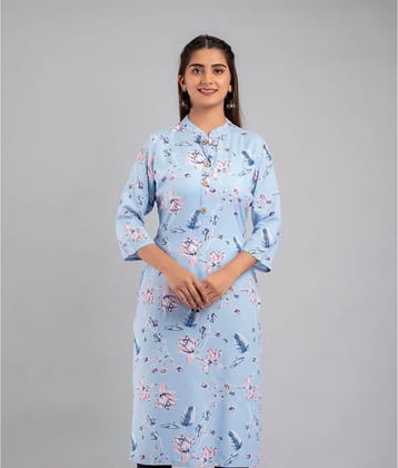 MAUKA - Light Blue Rayon Women's Straight Kurti ( Pack of 1 )