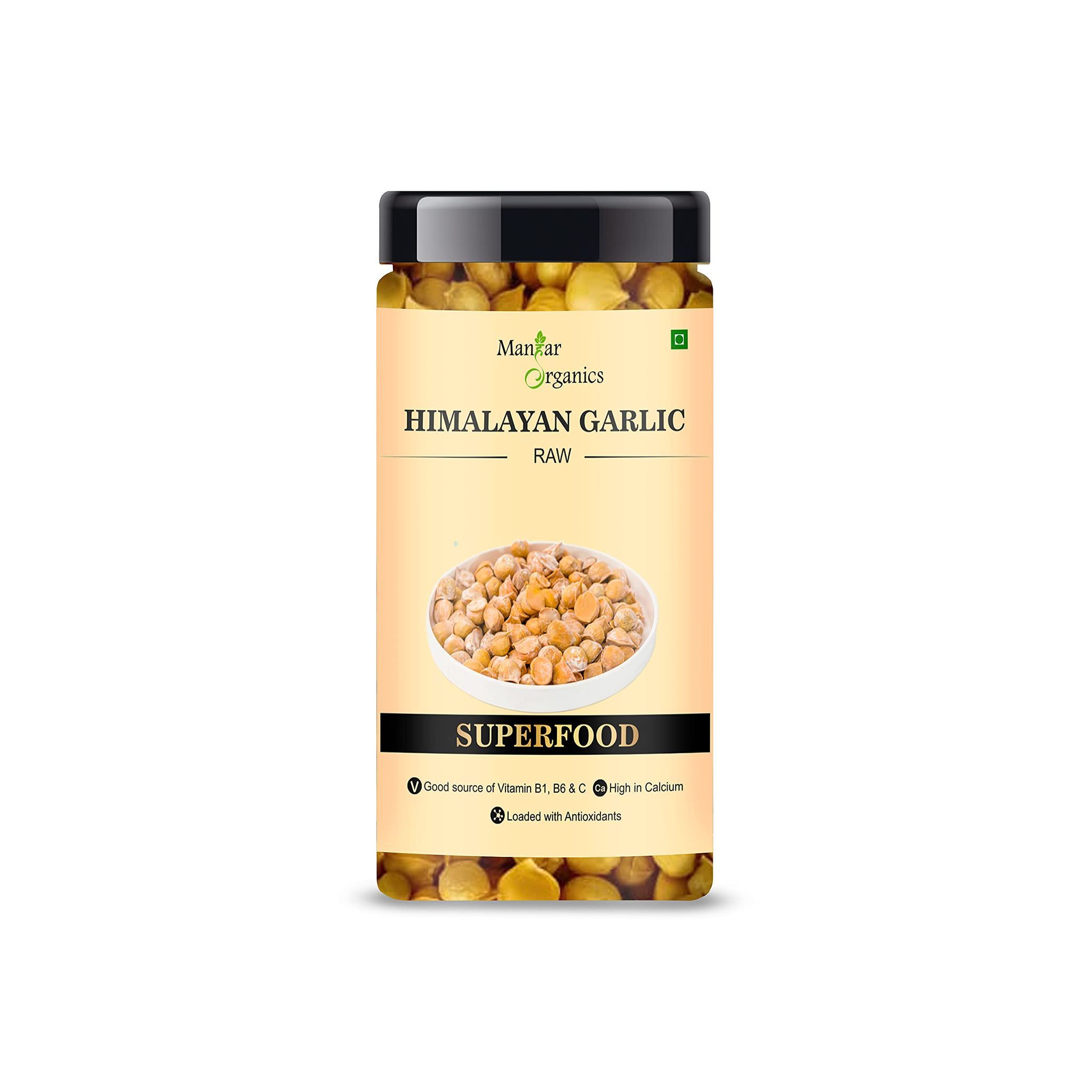 ManHar Organics Himalayan Garlic/ Kashmiri Lehsun/ Himalayan Single Clove Garlic or Snow Mountain Garlic 120gm Jar for strong Immunity & Diabetes (Himalayan garlic, 120gm)
