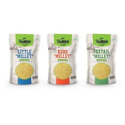 TruMillets Mixed Millet Combo of 3 (Little, Kodo & Foxtail Millet) -Each 500 gm